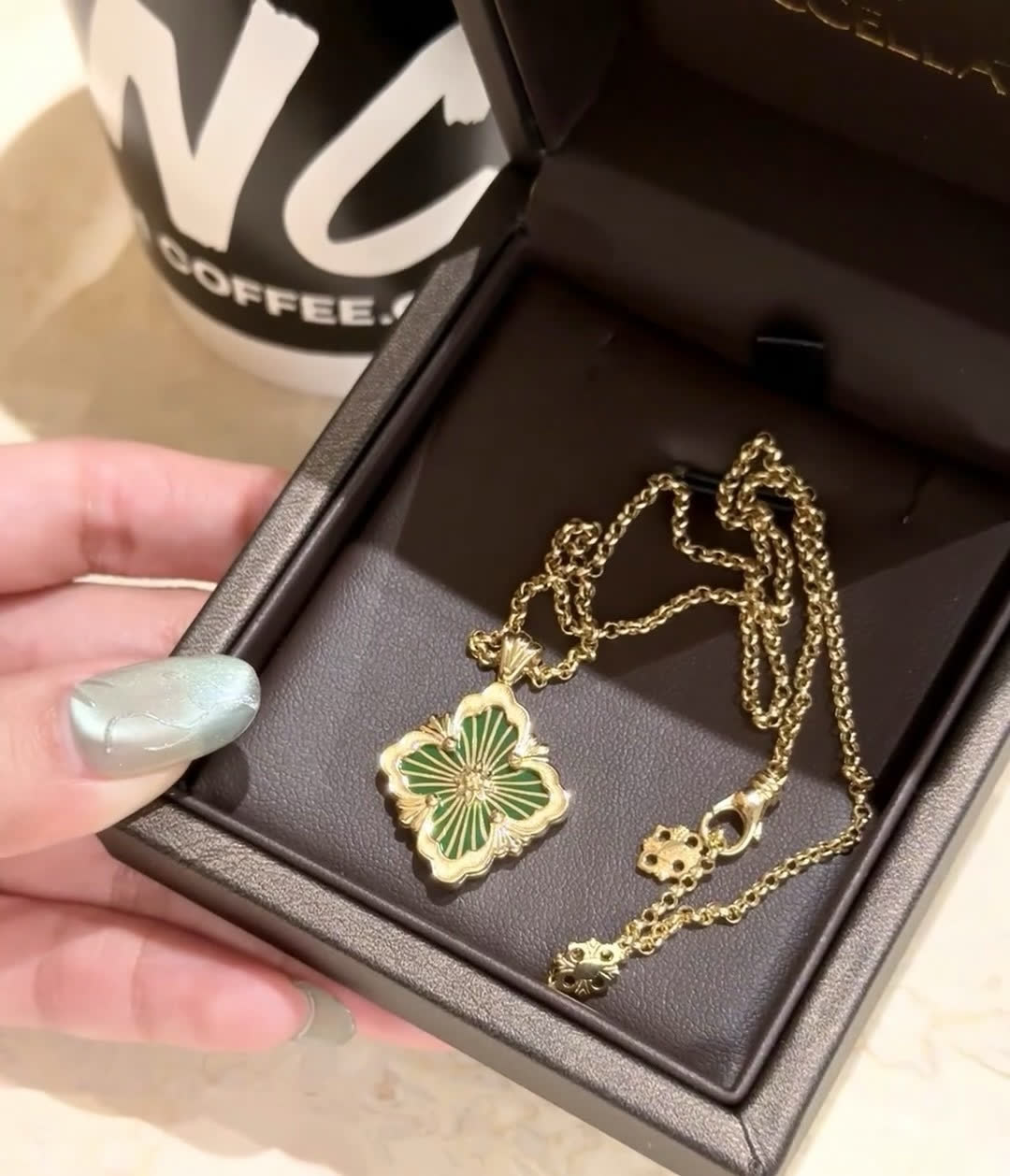 Buccellati Van Cleef & Arpels Vintage Alhambra Gold and Enamel Clover Pendant Necklace